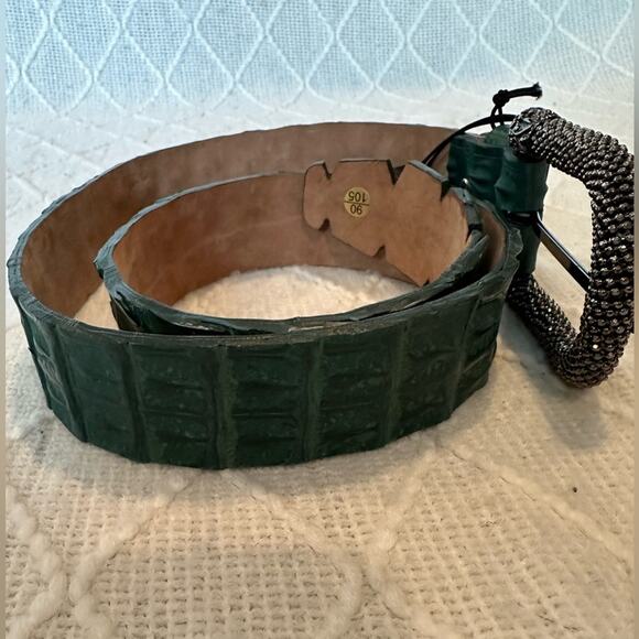 Ralph Gladen Crocodile Leather Buckle Western Belt - Picture 3 of 9
